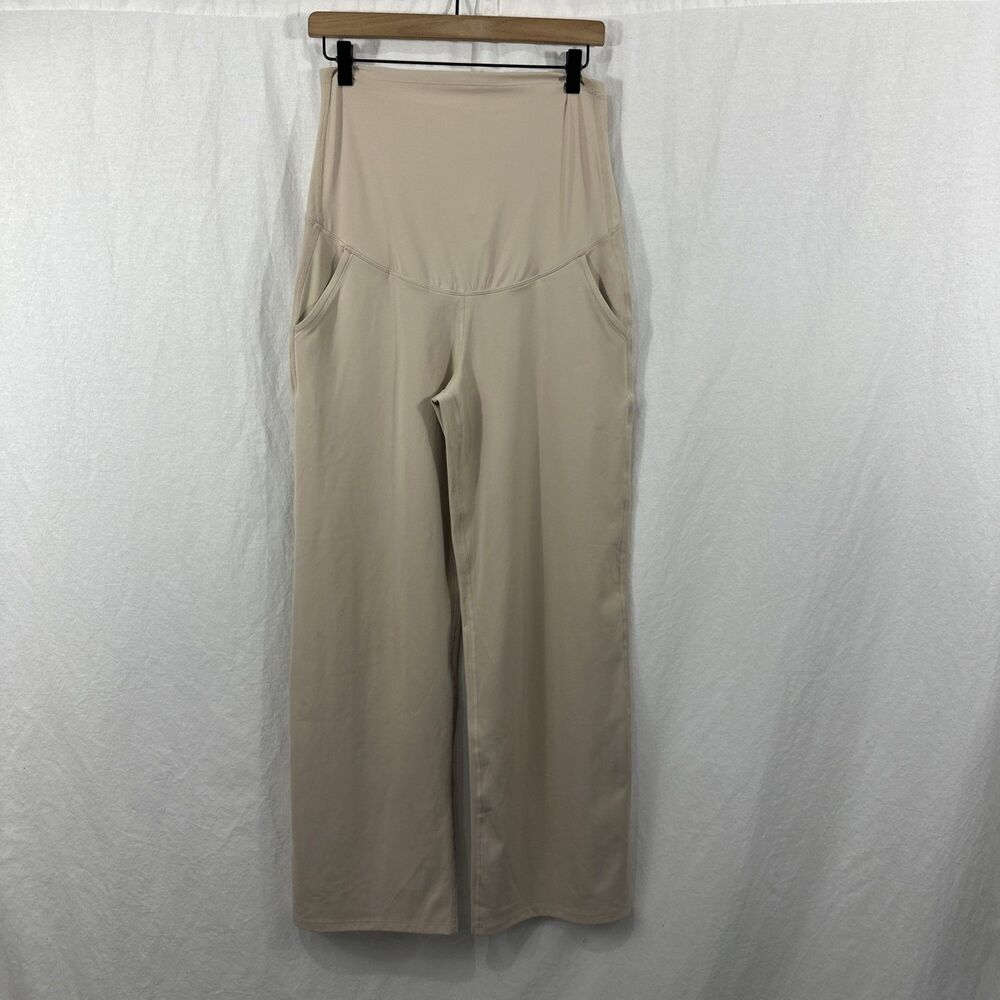 G4Free Evergoing Maternity Tan Stretch Wide Leg Pants Womens Sz M/8 Athleisure